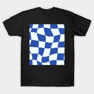 Blue Swirl Checkered Pattern Y2K Danish Pastel Pattern T-Shirt